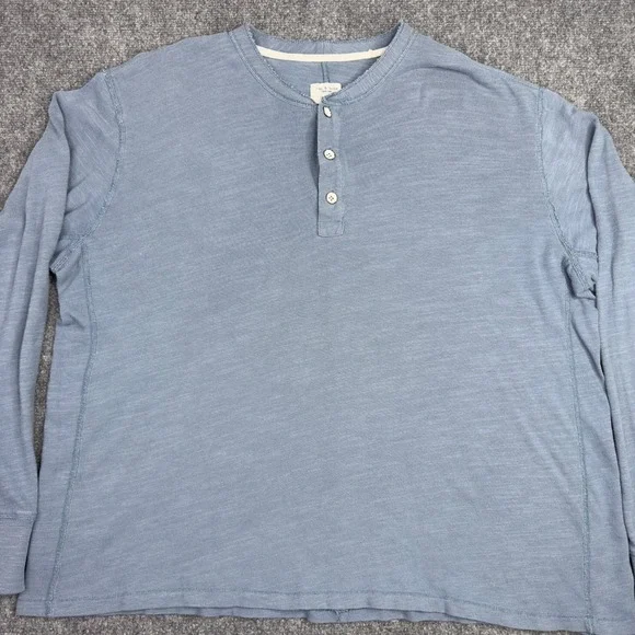 Rag & Bone Henley Shirt Mens XXL Blue Cotton Slub Long Sleeve Casual Minimalist - Picture 3 of 9